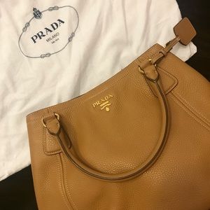 PRADA TAN VITELLO LEATHER BAG: BN2534